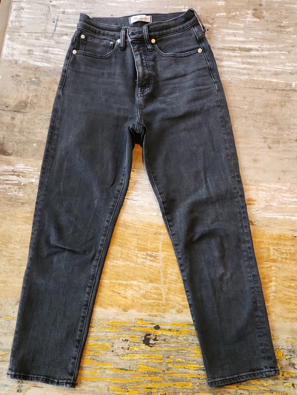 High-Rise Madewell Straight Leg Black Denim Jeans